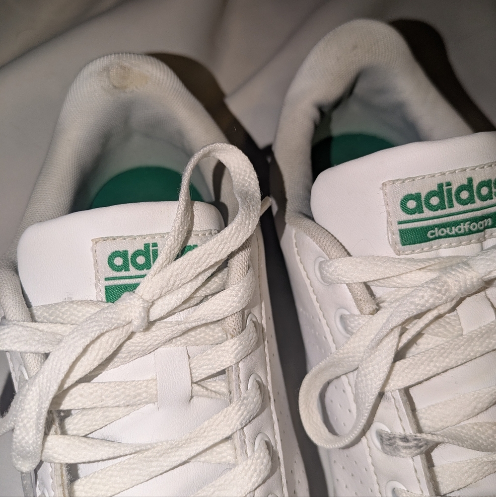 adidas White Athletic Shoes with Green Accents - Picture 3 of 7